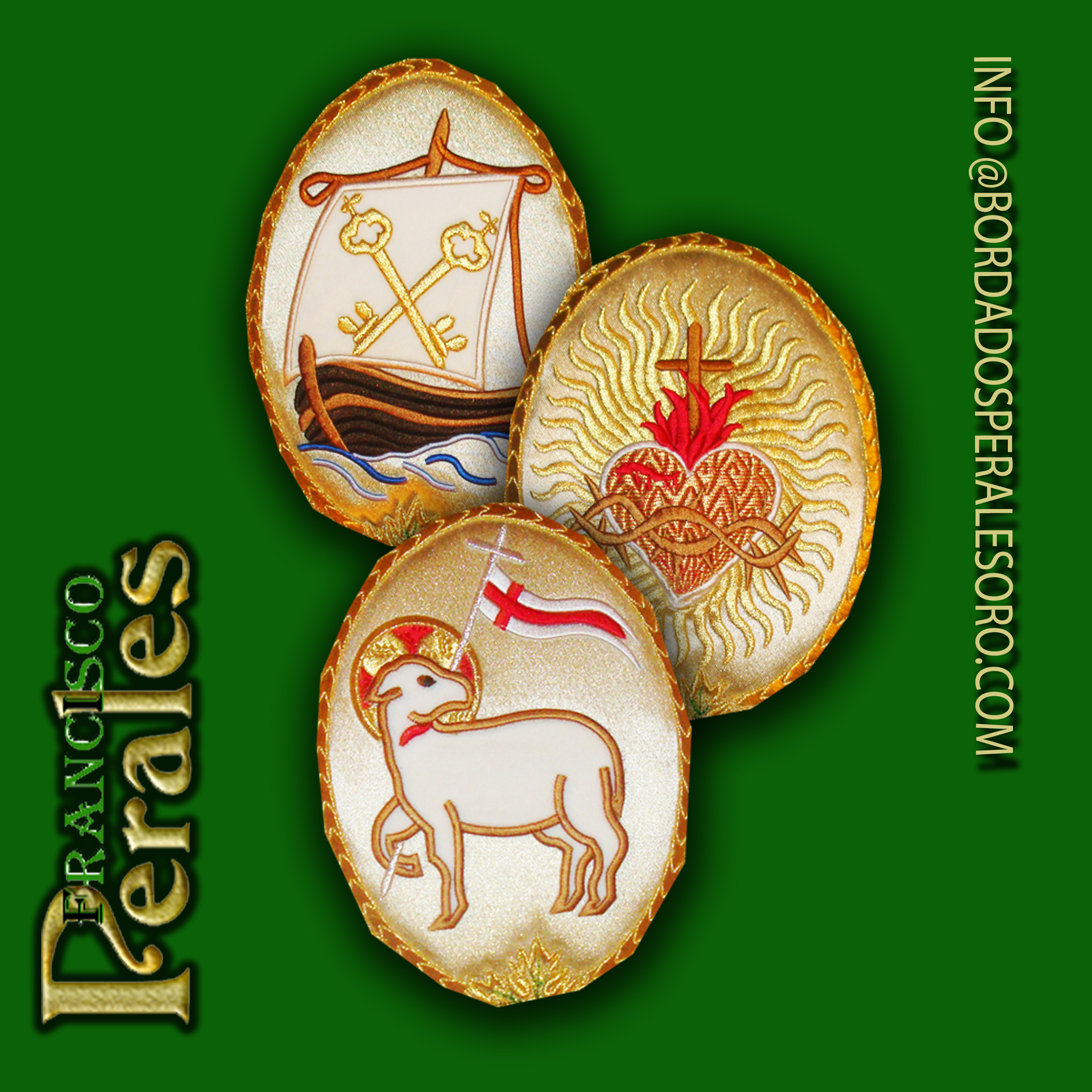 Óvalos y escudos con simbología eclesiástica