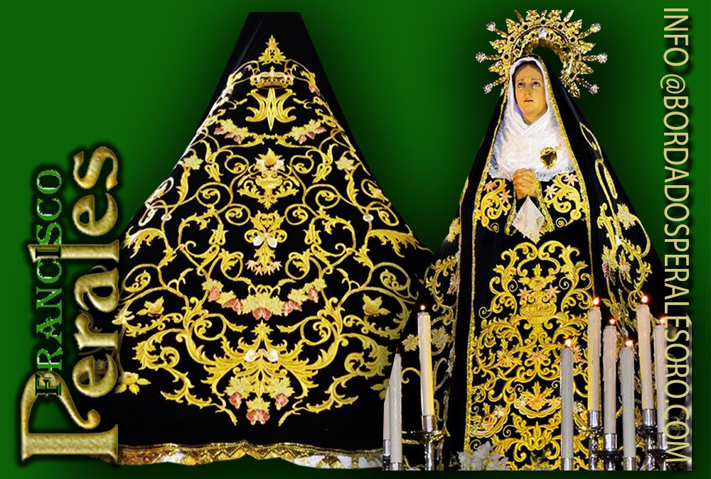 Manto bordado realizado para la Hermandad de la Ntra. Sra. de la Soledad de Quintanar de la Orden en Toledo.