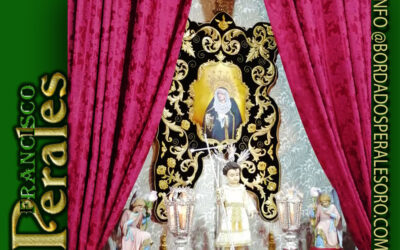 Simpecado bordado para la Hermandad de Nuestra Señora de los Dolores de Aljaraque en Huelva.