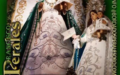 Saya bordada para la Hermandad de Nuestra Señora del Rosario de Torrejón de Ardoz en Madrid.